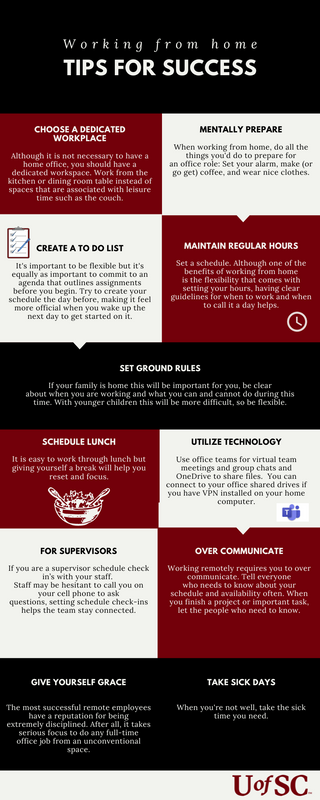 Working from home tips for success info graphic